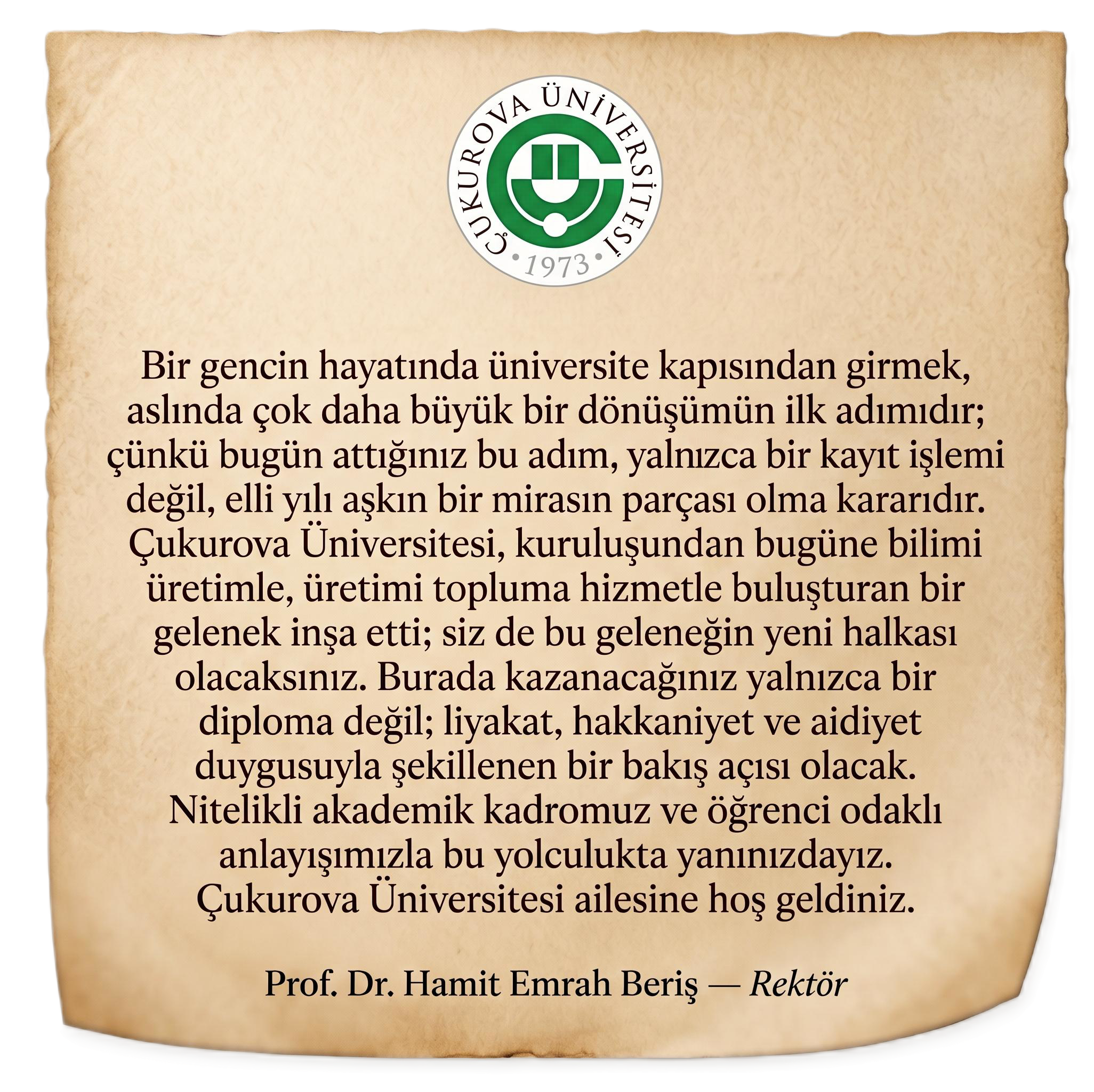 Çukurova Üniversitesi'ne Hoş Geldiniz